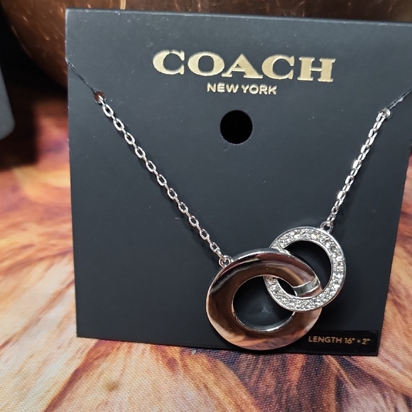 Coach Interlocking Silver and Crystal Necklace - Picture 1 of 1